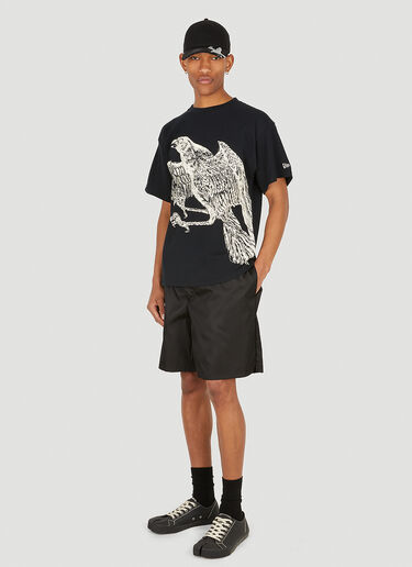 Yohji Yamamoto Graphic Print Round Hem T-Shirt Black yoy0148004