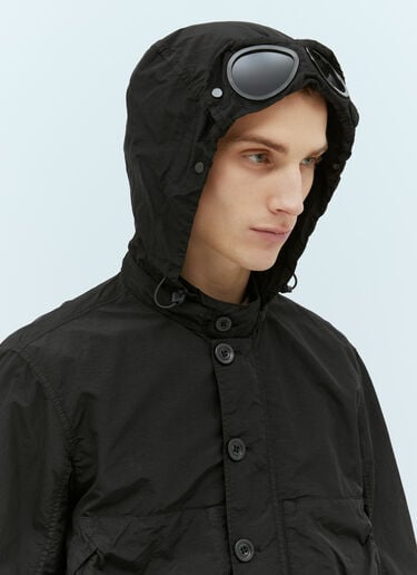C.P. Company Flatt Goggle Hooded Overshirt Black pco0155004