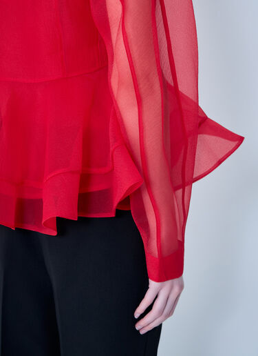 Textured Organza Peplum Shirt GANNI Textured Organza Peplum Shirt Red gan0263020