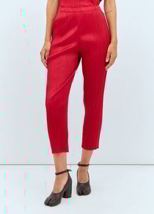 Pleats Please Issey Miyake Cropped Pleated Pants Red plp0257025