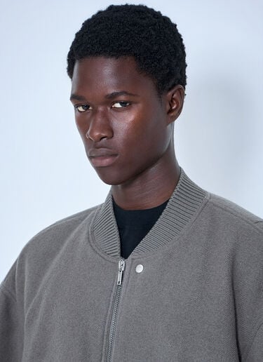 LN-CC® - Rick Owens: Zip-Up Bomber Jacket - Grey Rick Owens Zip-Up Bomber Jacket Grey ric0165047