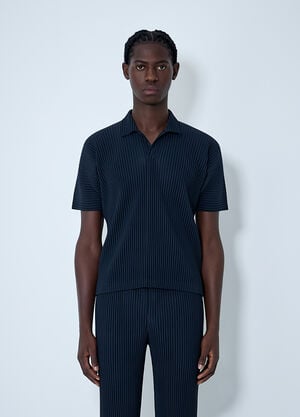 Homme Plissé Issey Miyake Pleated Polo Shirt Navy hmp0162015