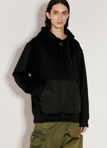 Prada 徽标铭牌连帽运动衫  黑色 pra0156001
