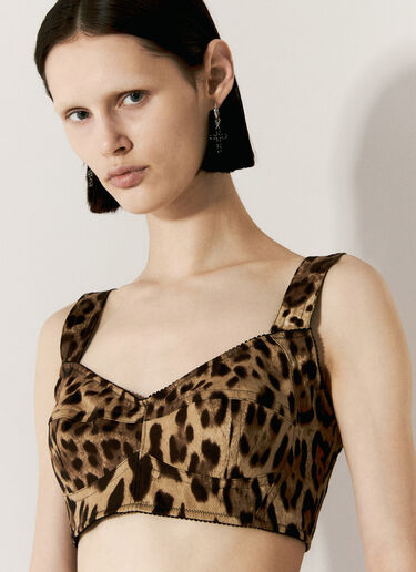 Dolce & Gabbana Leopard Print Bustier Top Brown dol0255011