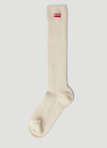 Kenzo Logo Patch Socks Cream knz0250055