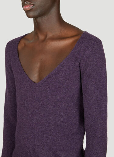 Dries Van Noten Wool V Neck Sweater Purple dvn0156027