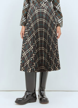 Burberry Pleated Wool-Blend Skirt Green bur0257014