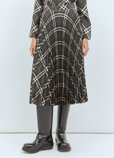 Burberry 褶裥羊毛混纺半裙  绿色 bur0257014