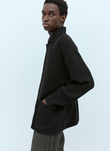 Rustic Knit Cardigan Homme Plissé Issey Miyake Rustic Knit Cardigan Black hmp0154004