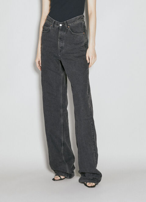 Saint Laurent V-Waist Long Baggy Jeans Black sla0254043