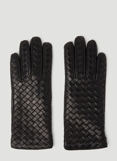 Bottega Veneta Intrecciato Leather Gloves Black bov0253071