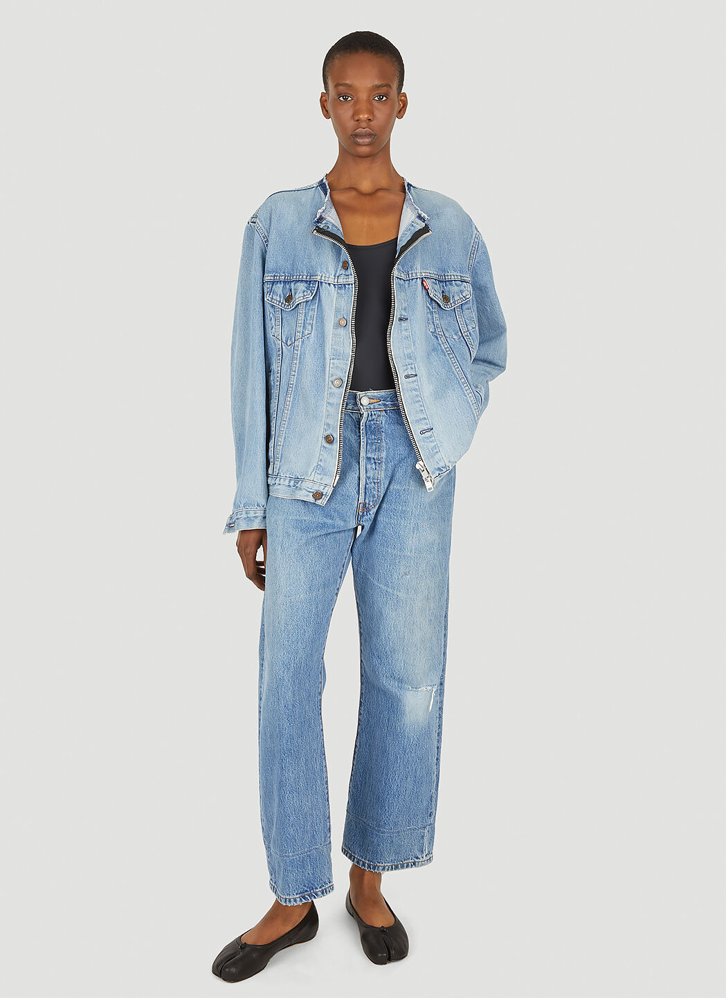 Bonum Rider Bleached Denim Jacket in Blue LN CC
