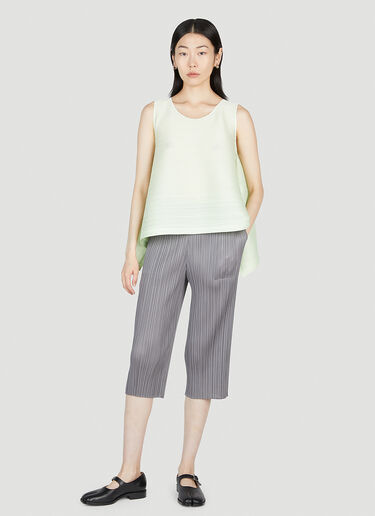 Pleats Please Issey Miyake Pleated Draped Top Green plp0253013