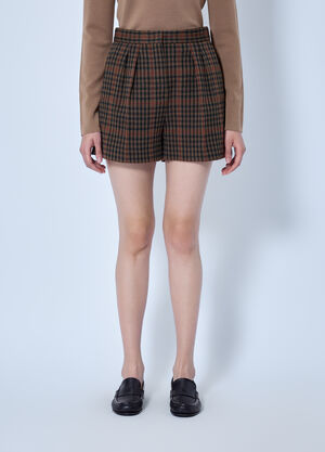 Max Mara Pleated Check Shorts Brown max0266016