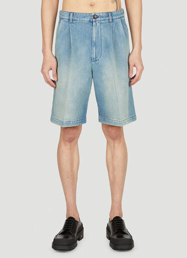Gucci Denim Pleated Shorts Light Blue guc0152296