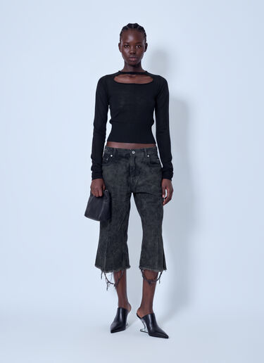 LN-CC® - Rick Owens: Slashed Cropped Pull Top - Black Rick Owens Slashed Cropped Pull Top Black ric0265032