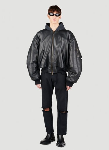 Balenciaga Hooded Oversized Bomber Jacket Black bal0153001