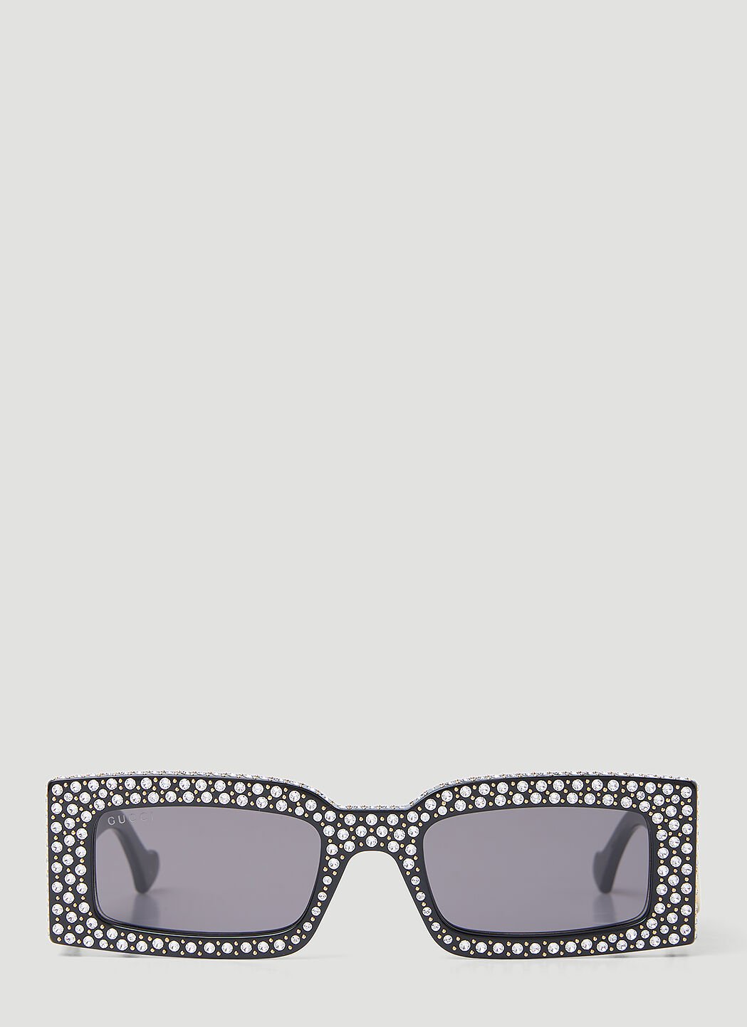 Balenciaga Crystal Embellished Rectangular Sunglasses Silver bcs0353004
