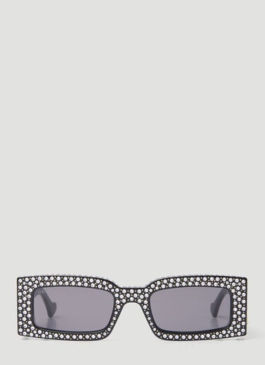 Gucci Crystal Embellished Rectangular Sunglasses Black gus0254010