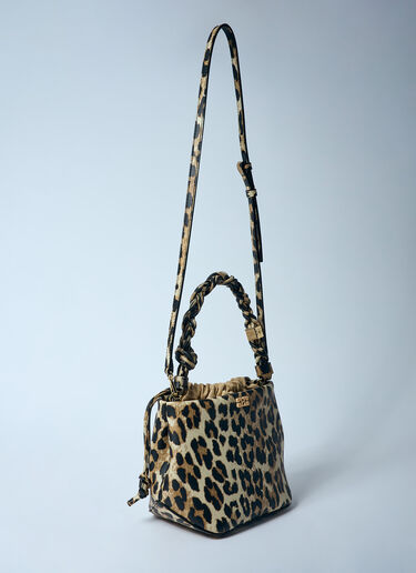 GANNI Leopard Bou Bucket Bag Brown gan0259060