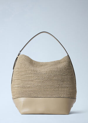 TOTEME Belted Woven Leather Tote Bag Beige tot0264038