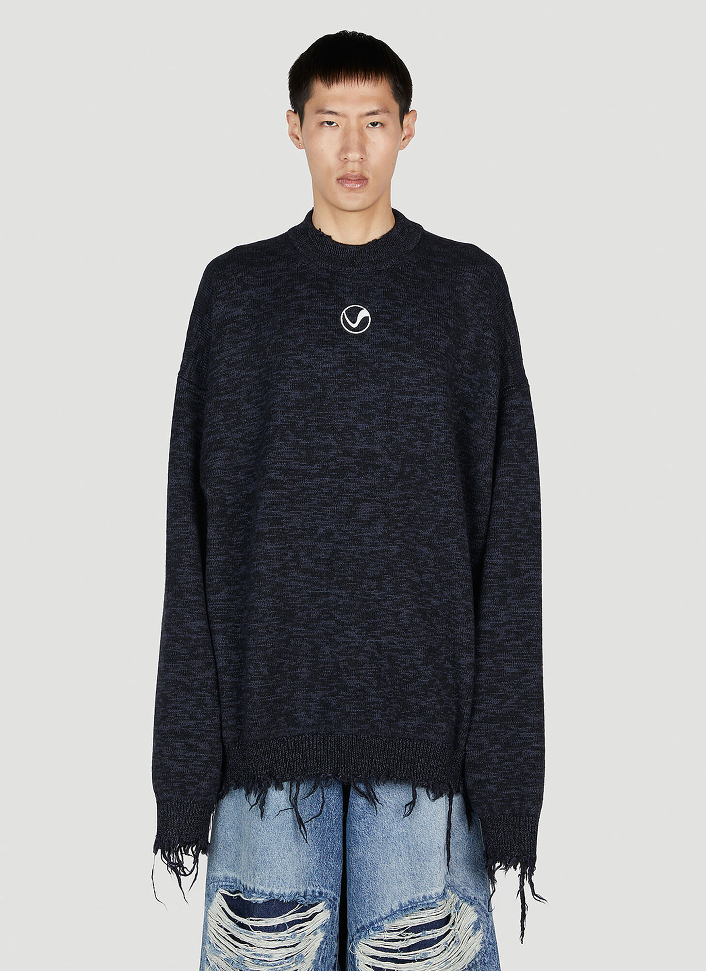 Vetements Two-tone Oversized Wool Sweater In Black