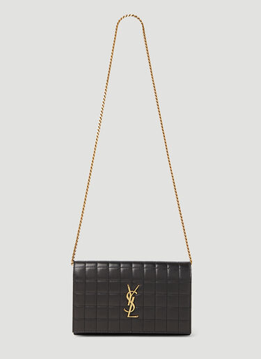 Saint Laurent Cassandre Matelassé Carré Chain Wallet Black sla0252083