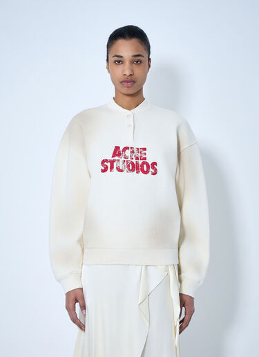 Acne Studios Logo Embroidered Sweatshirt Cream acn0264039