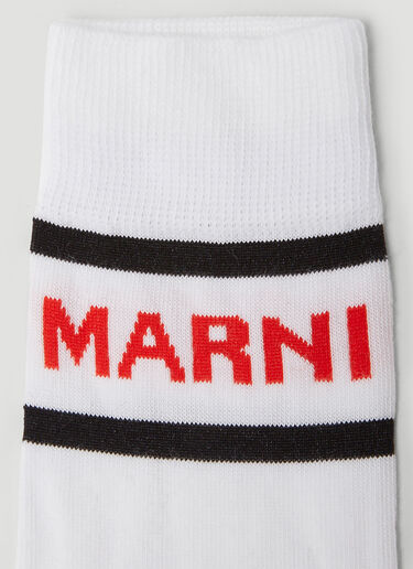 Marni Colour Block Logo Socks White mni0149022