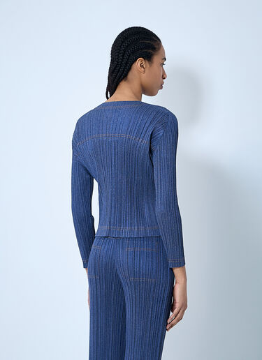 Pleats Please Issey Miyake Pleated Button-Down Top Blue plp0260012