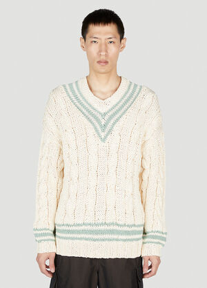 Visvim V-Collegium Cable Knit Sweater Green vis0156010