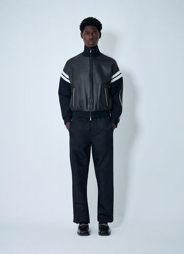 Leather Logo Motif Bomber Jacket Wales Bonner Leather Logo Motif Bomber Jacket Black wbn0162006