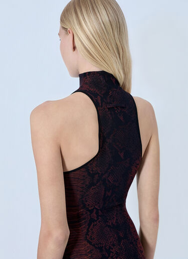 Jean Paul Gaultier Mesh High Neck Python Printed Long Dress Brown jpg0264001