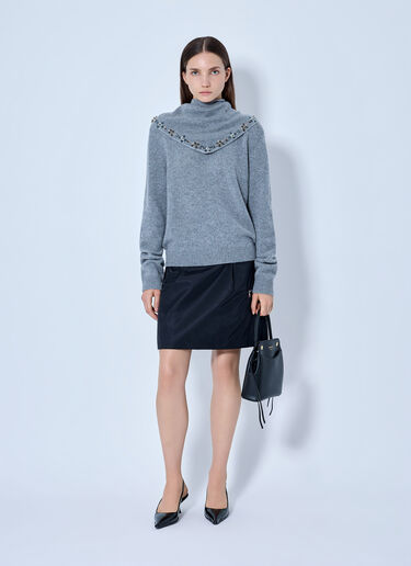LN-CC® - Prada: Embroidered-Scarf Cashmere Sweater - Grey Prada Embroidered-Scarf Cashmere Sweater Grey pra0266001