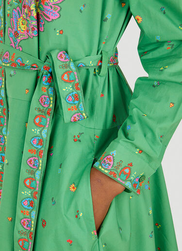 Kenzo Paisley Flower Shirt Dress Green knz0250008