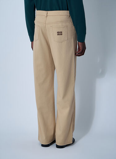 Miu Miu Logo Motif Jeans Beige miu0161006