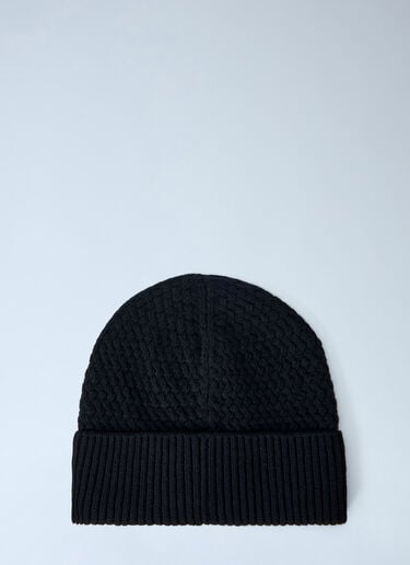 LN-CC® - Moncler: Ribbed Knit Beanie with Logo Patch - Black Moncler Ribbed Knit Beanie with Logo Patch Black mon0165053