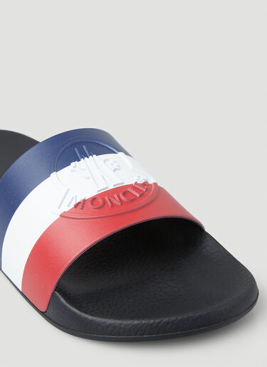 Moncler Logo Stripe Slides Black mon0147039