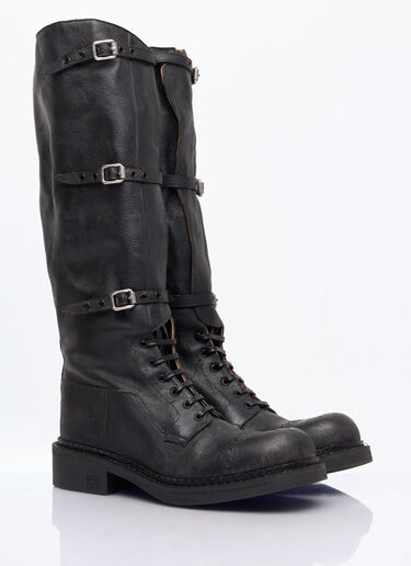 Miu Miu High Leather Boots Black miu0258041
