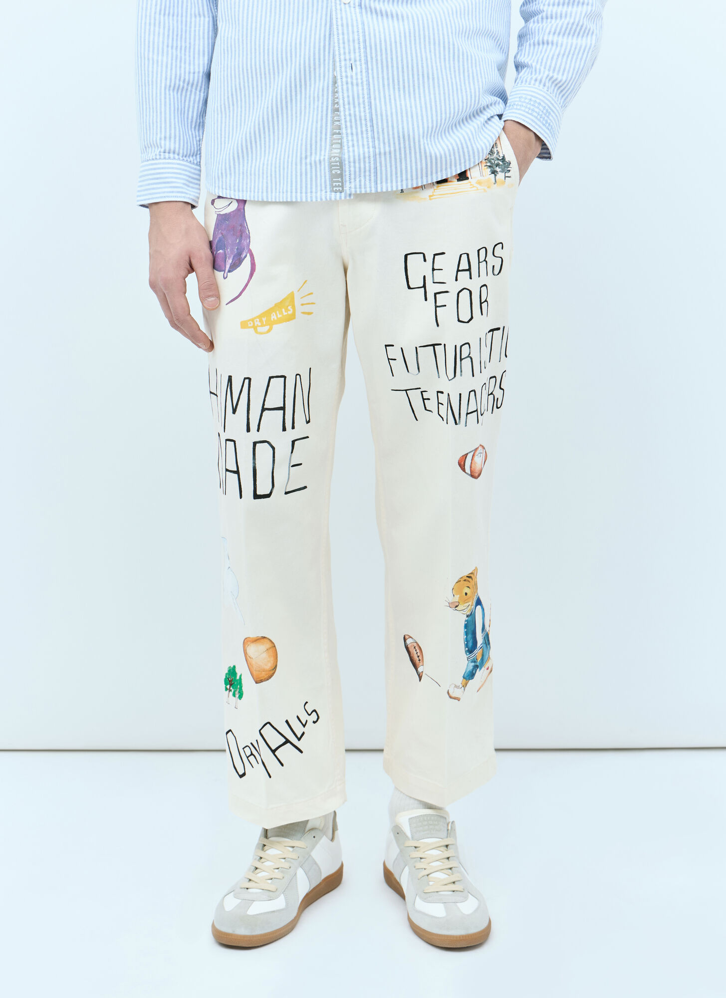 Shop Human Made Printed Chino Pants In Cream