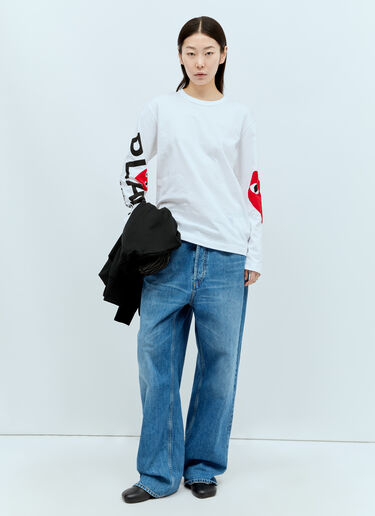 Comme Des Garçons PLAY 袖ロゴプリントTシャツ ホワイト cpl0356007