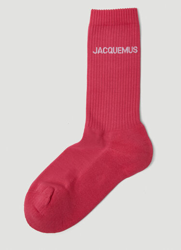 Jacquemus 레 쇼세트 로고 프린트 양말 핑크 jac0250085