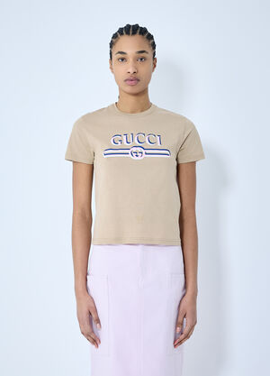 Gucci Printed Logo Motif T-Shirt Blue guc0259001