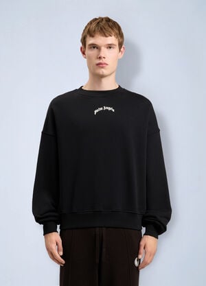 Palm Angels Back Curved Logo Loose Sweatshirt Black pma0164115