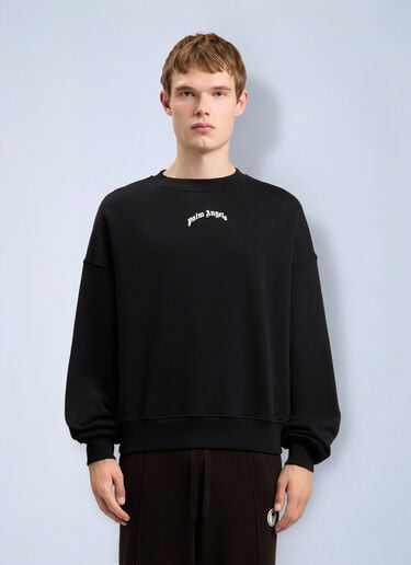 Palm Angels Back Curved Logo Loose Sweatshirt Black pma0164115