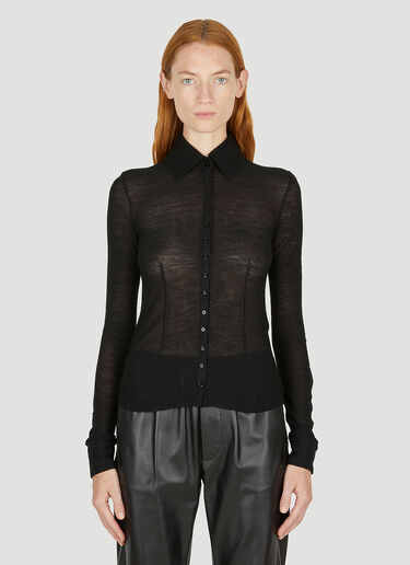 Saint Laurent Sheer Knit Shirt Black sla0249032