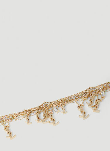 Saint Laurent Logo Plaque Multi Strand Bracelet Gold sla0252097