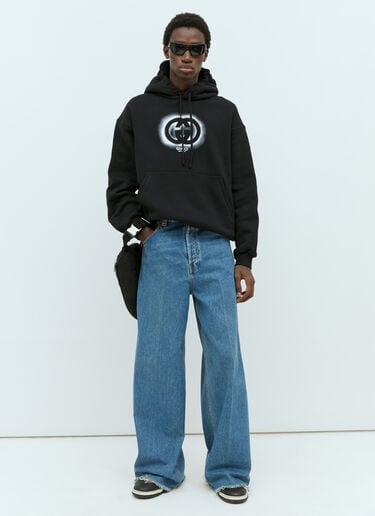 Gucci Interlocking G Graffiti Hooded Sweatshirt Black guc0155050
