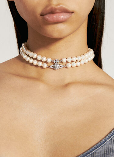 Vivienne Westwood Graziella 珍珠贴颈项链 银色 vww0256020