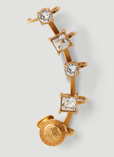Versace 水晶美杜莎夹扣耳环 金色 ver0255038